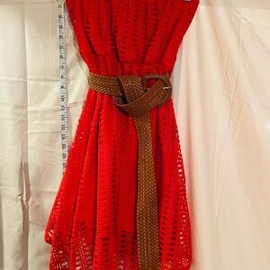 Love J Vibrant Red Crochet Dress